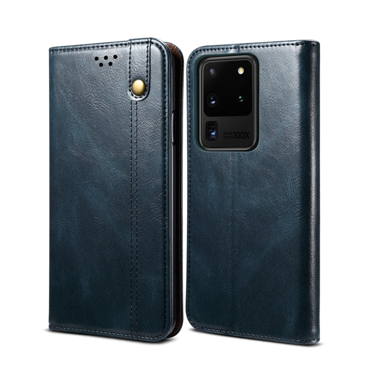For Samsung Galaxy S20 UItra Simple Wax Crazy Horse Texture Horizontal Flip Leather Case with Card Slots & Wallet