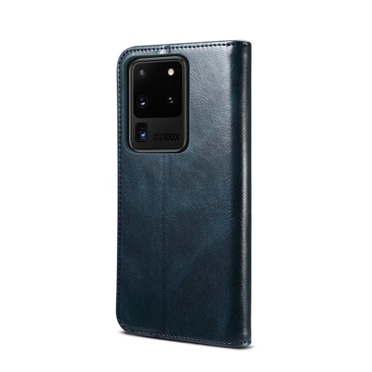 For Samsung Galaxy S20 UItra Simple Wax Crazy Horse Texture Horizontal Flip Leather Case with Card Slots & Wallet