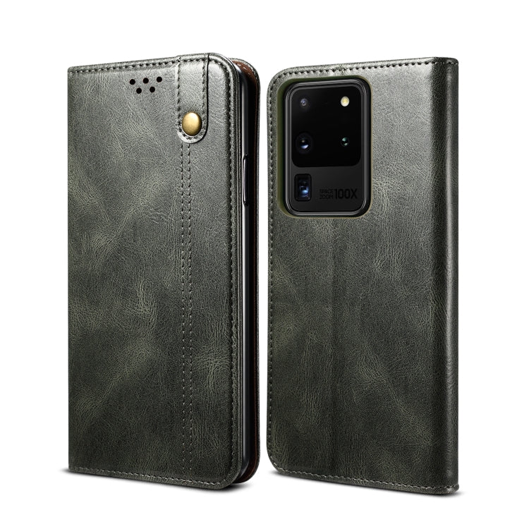 For Samsung Galaxy S20 UItra Simple Wax Crazy Horse Texture Horizontal Flip Leather Case with Card Slots & Wallet