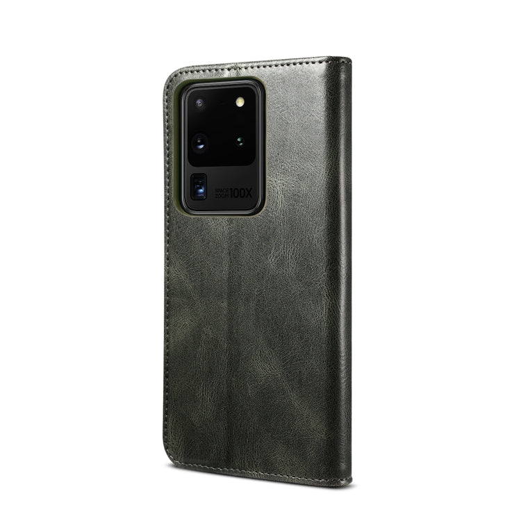 For Samsung Galaxy S20 UItra Simple Wax Crazy Horse Texture Horizontal Flip Leather Case with Card Slots & Wallet