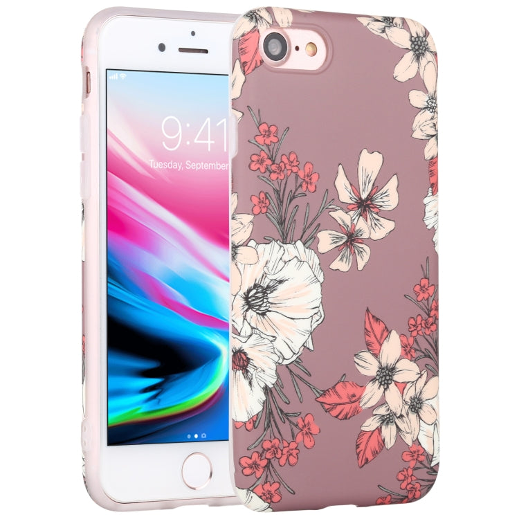 For iPhone SE 2022 / SE 2020 / 8 / 7 Flowers Pattern IMD Shockproof TPU Protective Case