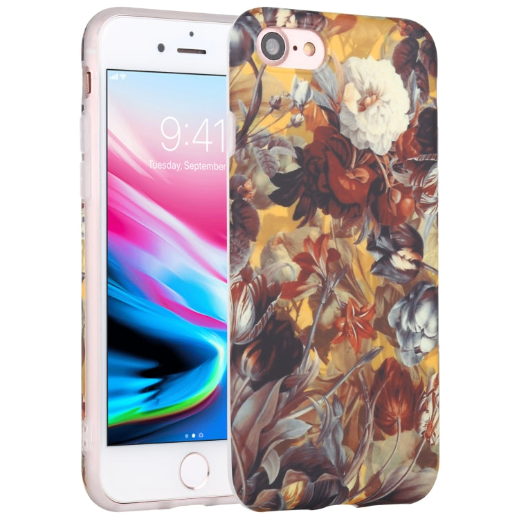 For iPhone SE 2022 / SE 2020 / 8 / 7 Flowers Pattern IMD Shockproof TPU Protective Case