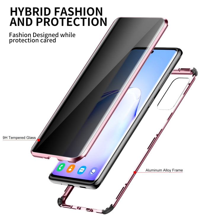 For Samsung Galaxy S20 Four-corner Shockproof Anti-peeping Magnetic Metal Frame Double-sided Tempered Glass Case