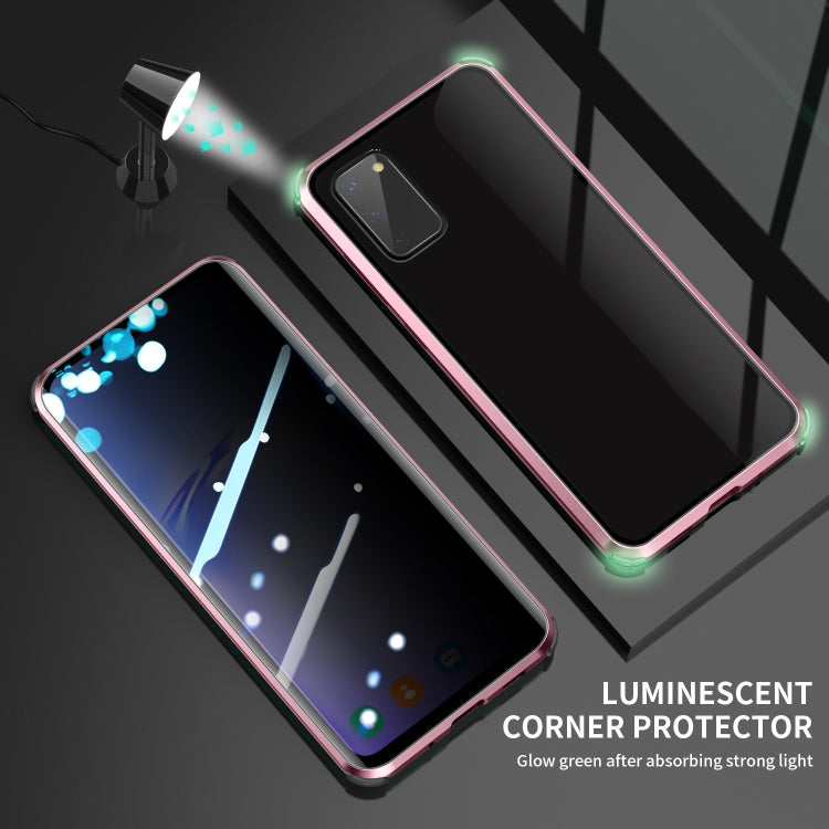 For Samsung Galaxy S20 Four-corner Shockproof Anti-peeping Magnetic Metal Frame Double-sided Tempered Glass Case