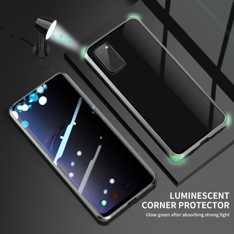 For Samsung Galaxy S20 Four-corner Shockproof Anti-peeping Magnetic Metal Frame Double-sided Tempered Glass Case