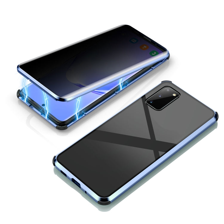 For Samsung Galaxy S20 Four-corner Shockproof Anti-peeping Magnetic Metal Frame Double-sided Tempered Glass Case
