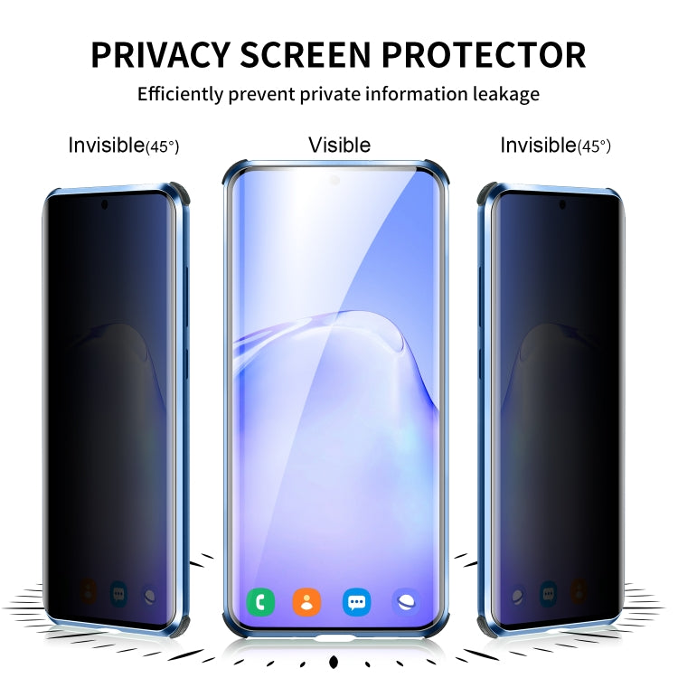 For Samsung Galaxy S20 Four-corner Shockproof Anti-peeping Magnetic Metal Frame Double-sided Tempered Glass Case