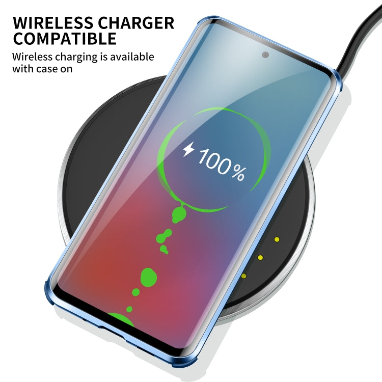 For Samsung Galaxy S20 Four-corner Shockproof Anti-peeping Magnetic Metal Frame Double-sided Tempered Glass Case