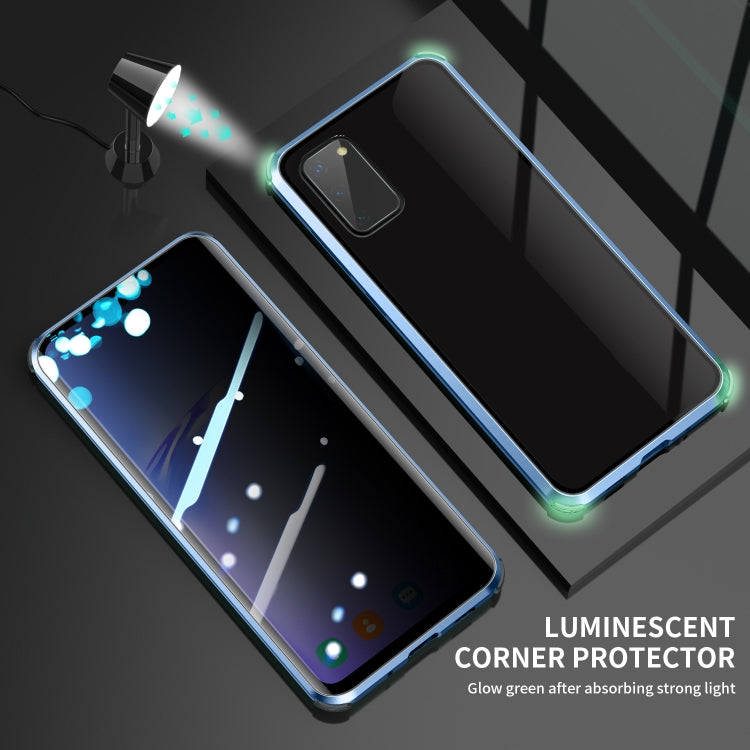 For Samsung Galaxy S20 Four-corner Shockproof Anti-peeping Magnetic Metal Frame Double-sided Tempered Glass Case