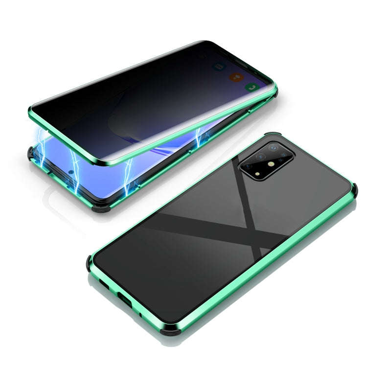 For Samsung Galaxy S20 Four-corner Shockproof Anti-peeping Magnetic Metal Frame Double-sided Tempered Glass Case