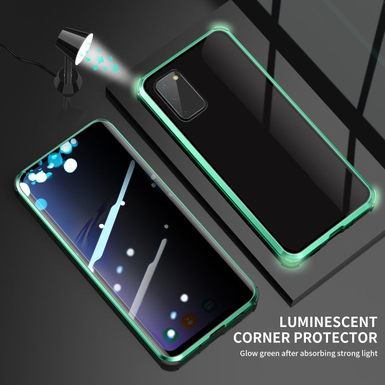 For Samsung Galaxy S20 Four-corner Shockproof Anti-peeping Magnetic Metal Frame Double-sided Tempered Glass Case