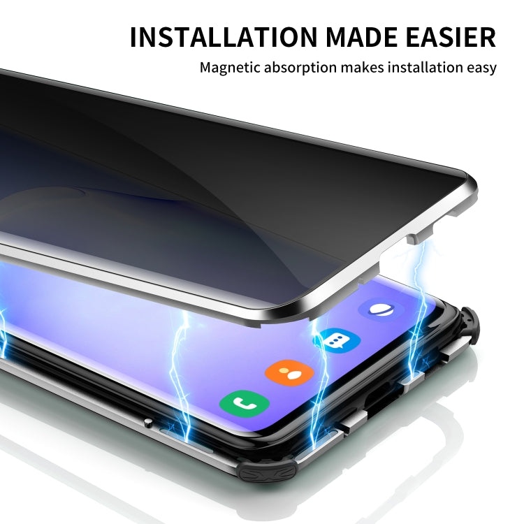 For Samsung Galaxy S20 Four-corner Shockproof Anti-peeping Magnetic Metal Frame Double-sided Tempered Glass Case