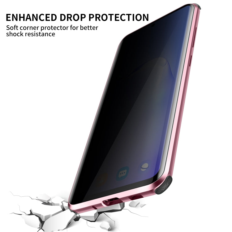 For Samsung Galaxy S20 Ultra Four-corner Shockproof Anti-peeping Magnetic Metal Frame Double-sided Tempered Glass Case