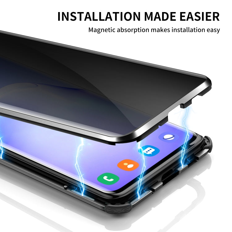 For Samsung Galaxy S20 Ultra Four-corner Shockproof Anti-peeping Magnetic Metal Frame Double-sided Tempered Glass Case