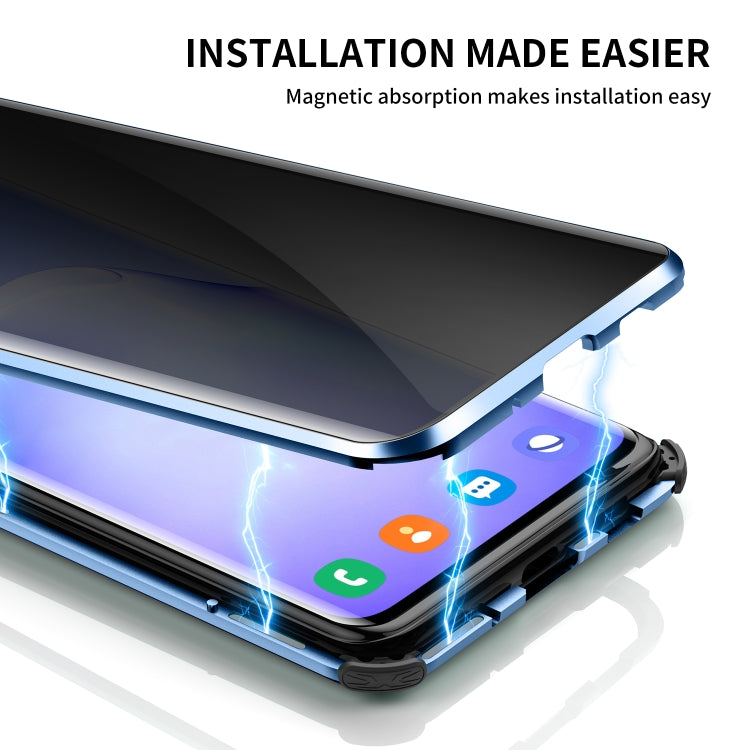 For Samsung Galaxy S20 Ultra Four-corner Shockproof Anti-peeping Magnetic Metal Frame Double-sided Tempered Glass Case