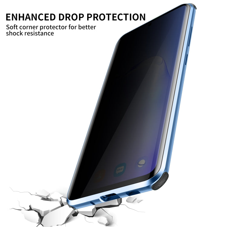 For Samsung Galaxy S20 Ultra Four-corner Shockproof Anti-peeping Magnetic Metal Frame Double-sided Tempered Glass Case
