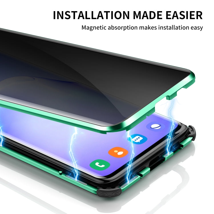 For Samsung Galaxy S20 Ultra Four-corner Shockproof Anti-peeping Magnetic Metal Frame Double-sided Tempered Glass Case