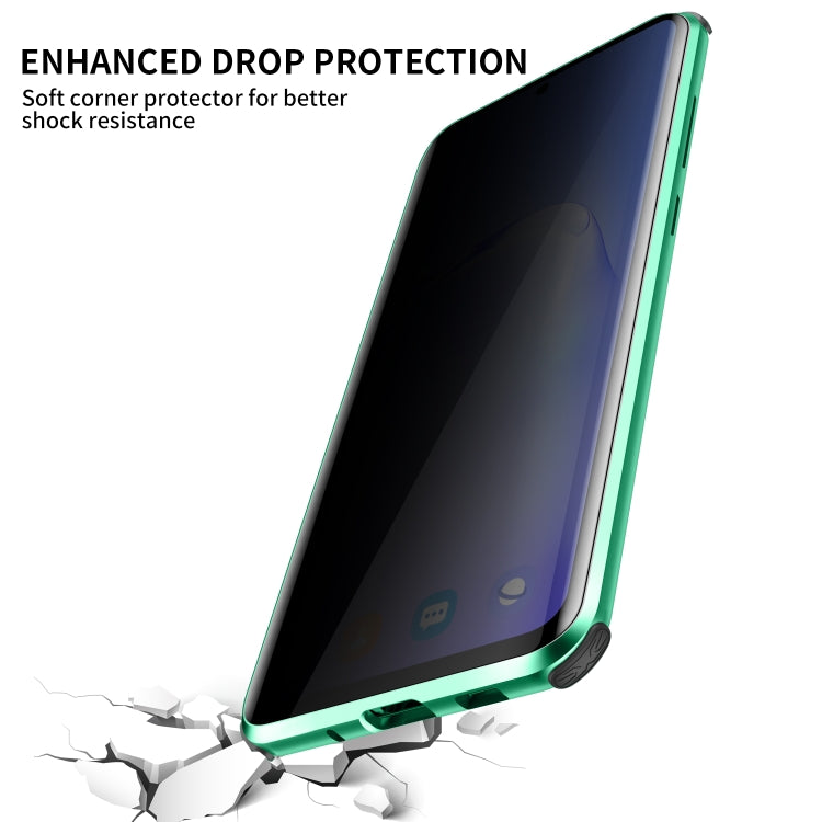 For Samsung Galaxy S20 Ultra Four-corner Shockproof Anti-peeping Magnetic Metal Frame Double-sided Tempered Glass Case