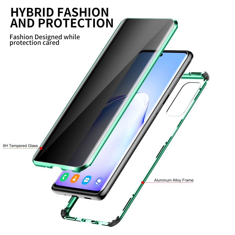 For Samsung Galaxy S20 Ultra Four-corner Shockproof Anti-peeping Magnetic Metal Frame Double-sided Tempered Glass Case