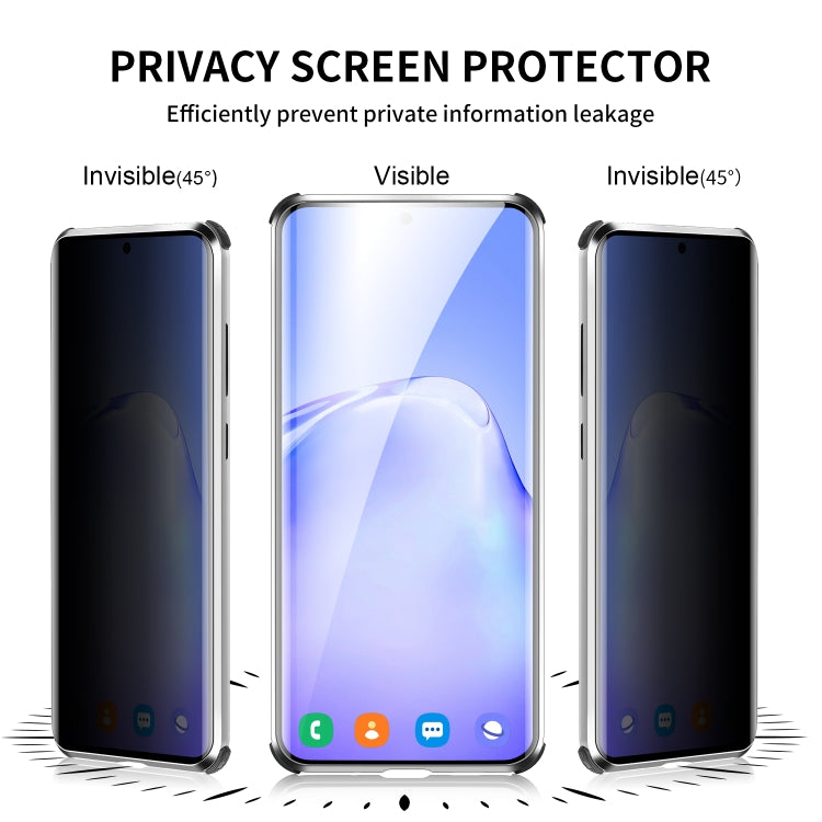 For Samsung Galaxy S20 Ultra Four-corner Shockproof Anti-peeping Magnetic Metal Frame Double-sided Tempered Glass Case