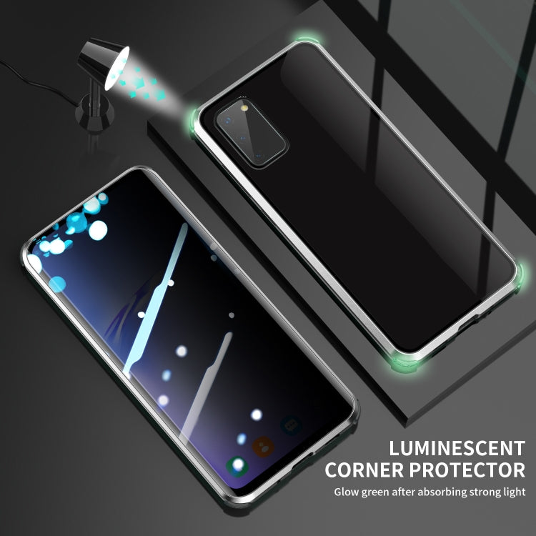 For Samsung Galaxy S20 Ultra Four-corner Shockproof Anti-peeping Magnetic Metal Frame Double-sided Tempered Glass Case