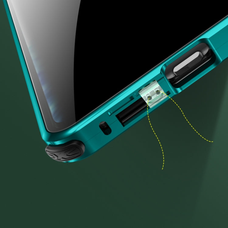 For Samsung Galaxy Note20 Four-corner Shockproof Anti-peeping Magnetic Metal Frame Double-sided Tempered Glass Case
