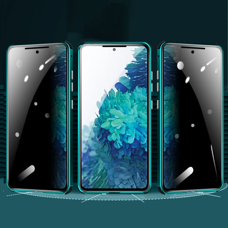For Samsung Galaxy Note20 Four-corner Shockproof Anti-peeping Magnetic Metal Frame Double-sided Tempered Glass Case