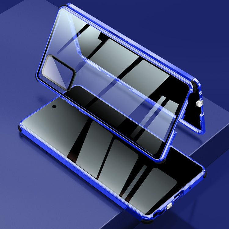 For Samsung Galaxy Note20 Four-corner Shockproof Anti-peeping Magnetic Metal Frame Double-sided Tempered Glass Case