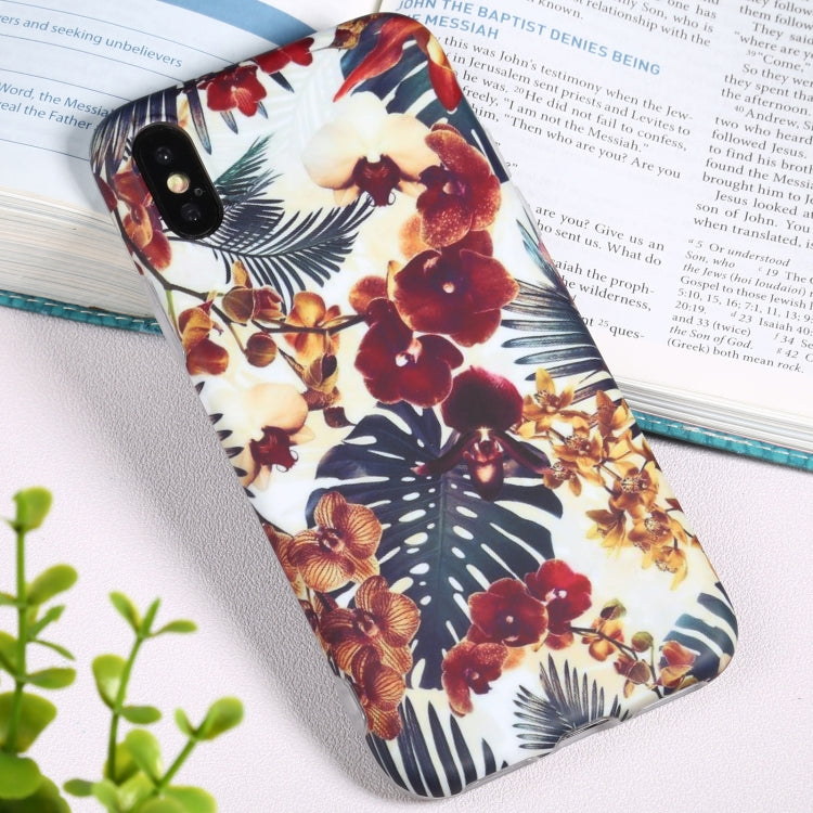 For iPhone X / XS Flowers Pattern IMD Shockproof TPU Protective Case