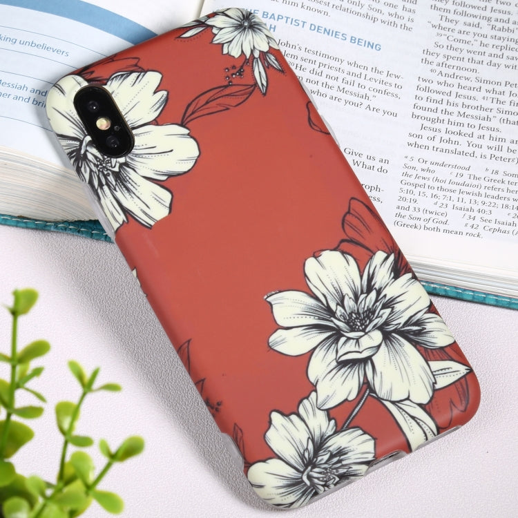 For iPhone X / XS Flowers Pattern IMD Shockproof TPU Protective Case