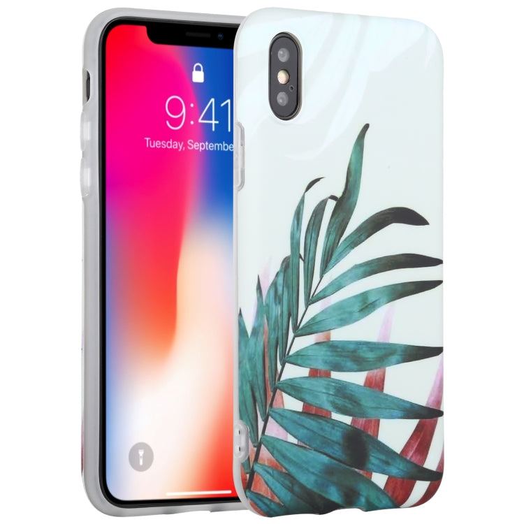 For iPhone X / XS Flowers Pattern IMD Shockproof TPU Protective Case