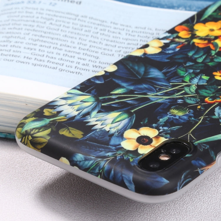 For iPhone X / XS Flowers Pattern IMD Shockproof TPU Protective Case
