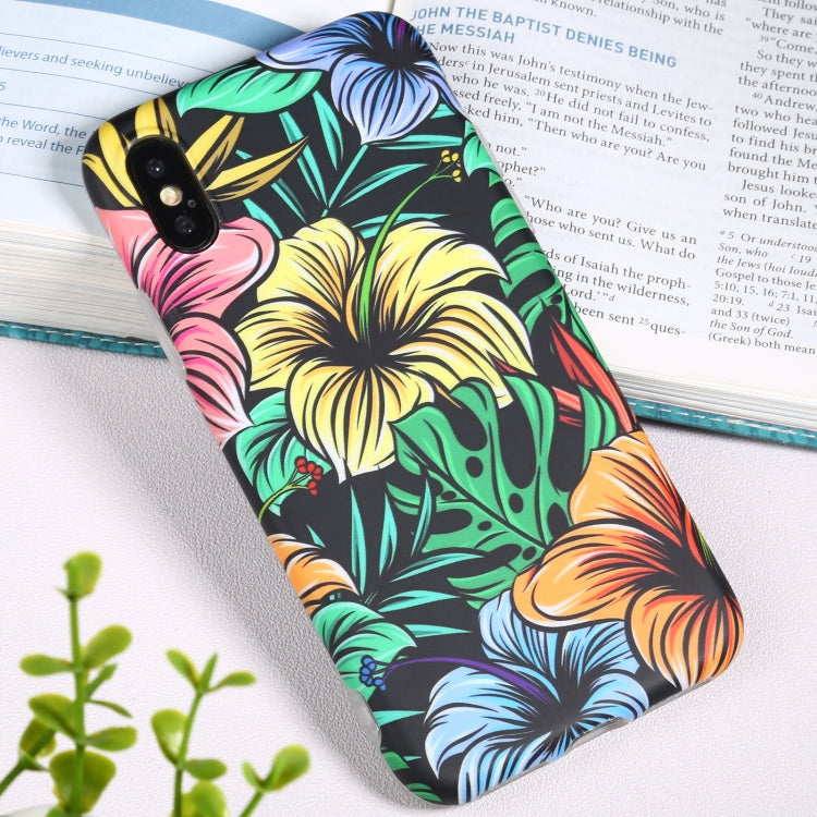For iPhone X / XS Flowers Pattern IMD Shockproof TPU Protective Case