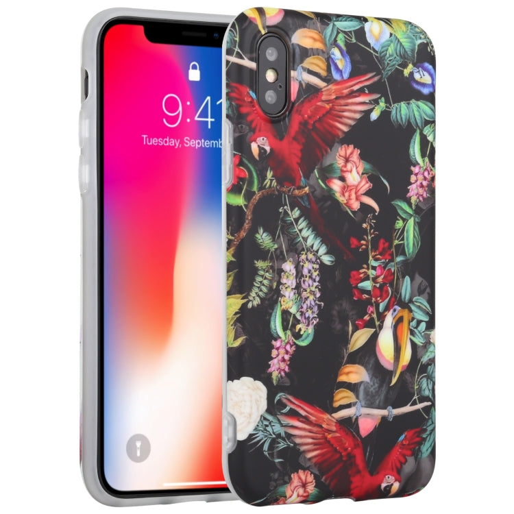 For iPhone X / XS Flowers Pattern IMD Shockproof TPU Protective Case