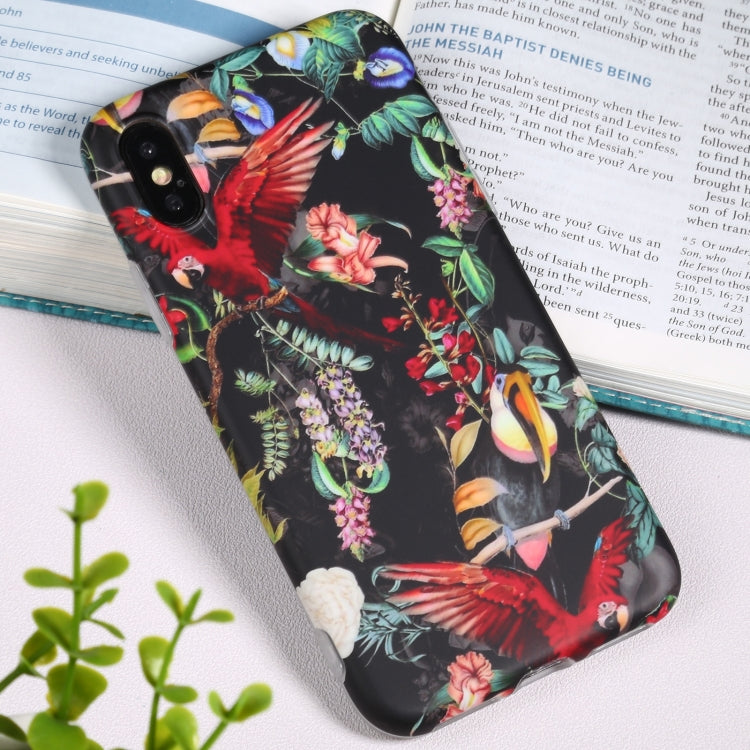For iPhone X / XS Flowers Pattern IMD Shockproof TPU Protective Case