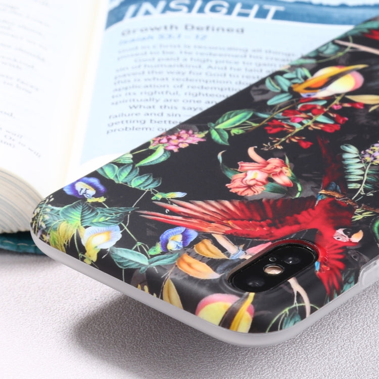 For iPhone X / XS Flowers Pattern IMD Shockproof TPU Protective Case