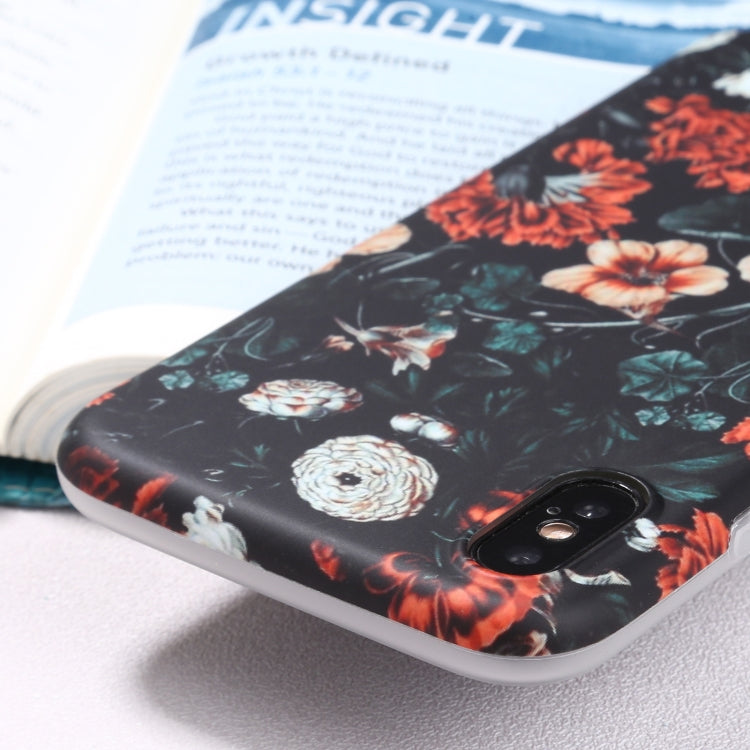 For iPhone X / XS Flowers Pattern IMD Shockproof TPU Protective Case