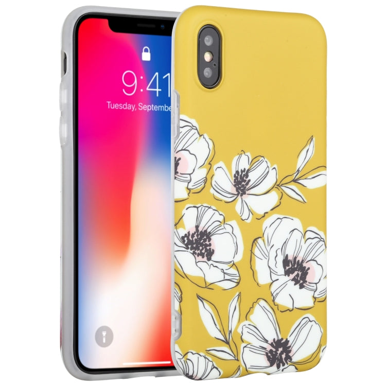 For iPhone X / XS Flowers Pattern IMD Shockproof TPU Protective Case