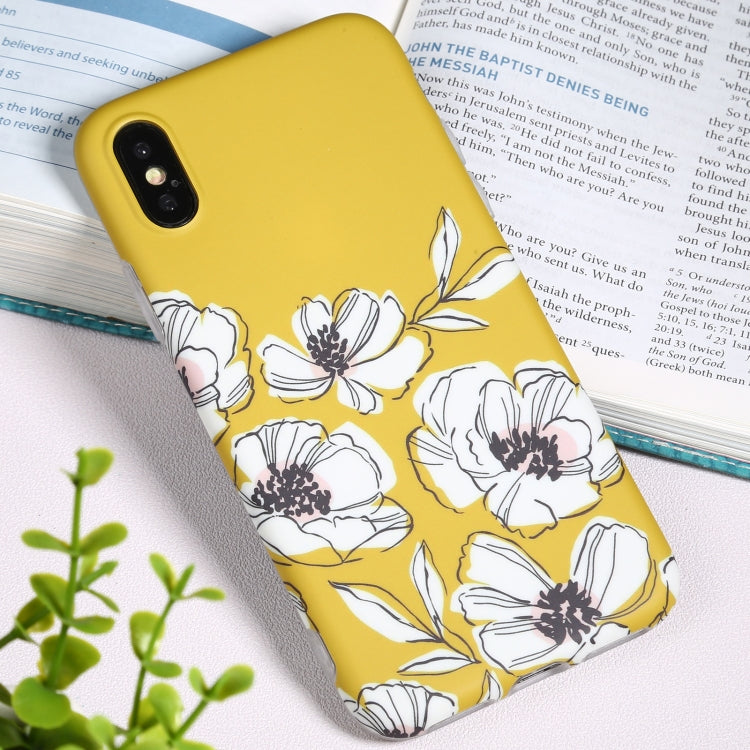 For iPhone X / XS Flowers Pattern IMD Shockproof TPU Protective Case