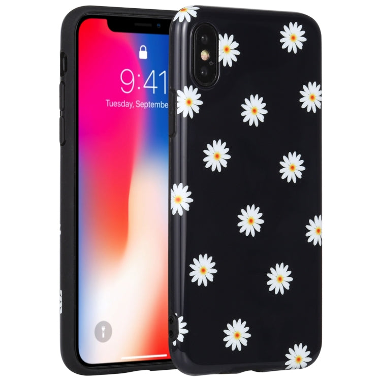 For iPhone X / XS Flowers Pattern IMD Shockproof TPU Protective Case