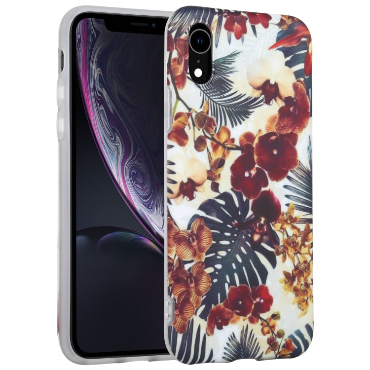 For iPhone XR Flowers Pattern IMD Shockproof TPU Protective Case