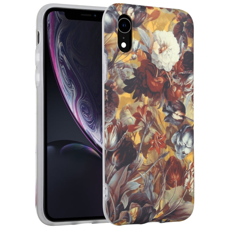 For iPhone XR Flowers Pattern IMD Shockproof TPU Protective Case