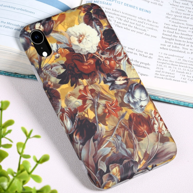 For iPhone XR Flowers Pattern IMD Shockproof TPU Protective Case