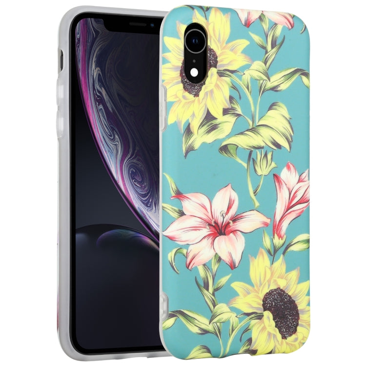 For iPhone XR Flowers Pattern IMD Shockproof TPU Protective Case