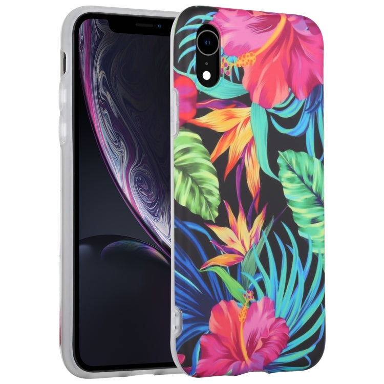 For iPhone XR Flowers Pattern IMD Shockproof TPU Protective Case