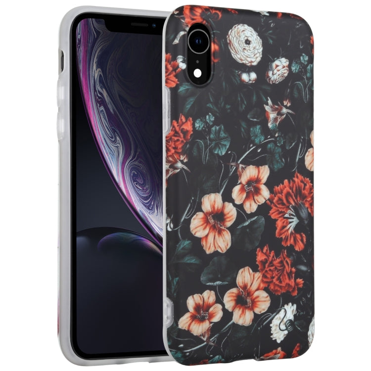 For iPhone XR Flowers Pattern IMD Shockproof TPU Protective Case