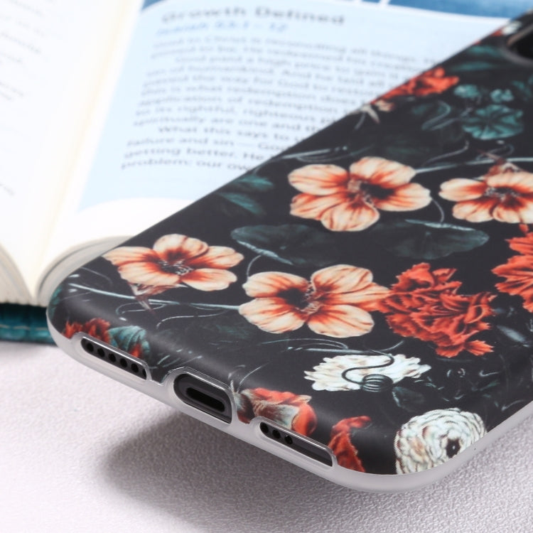 For iPhone XR Flowers Pattern IMD Shockproof TPU Protective Case