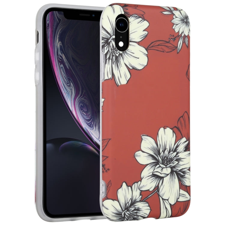 For iPhone XR Flowers Pattern IMD Shockproof TPU Protective Case