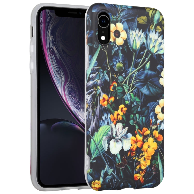 For iPhone XR Flowers Pattern IMD Shockproof TPU Protective Case