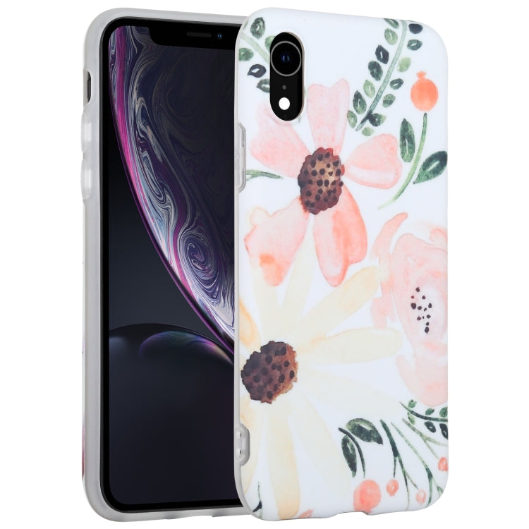 For iPhone XR Flowers Pattern IMD Shockproof TPU Protective Case